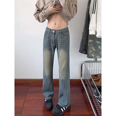 B221美式ins高街暗黑提花修身微喇牛仔裤LK24167-P60控78，男装牛仔裤，电商B221