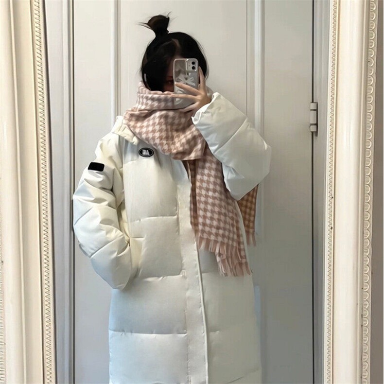 CC086-P105中长款情侣面包服纯色简约长款连帽棉服外套防风图片