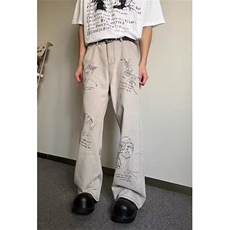 新款小众个性设计感牛仔裤男春夏季简约复古阔腿休闲长裤NA060，男装牛仔裤，星座1116A（原606A-3）
