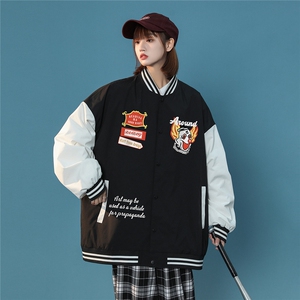 中性风 嘻哈炸街街头风小丑印花棒球服宽松夹克外套G8020P70K88--图片