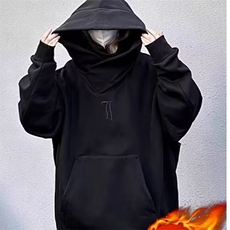 美式重磅高领卫衣男连帽冬季加绒宽松痞帅情侣休闲运动外套ins潮，女装短外套，星座506A