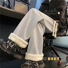 抖音品质潮冬季加绒加厚宽松抽绳束脚休闲裤B315-K880JR-P55控78，男装休闲裤，电商B315