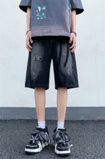 B221美式ins高街暗黑小众情侣款休闲牛仔短裤LK23090-P55控78，男装牛仔裤，电商B221