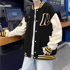 美式棒球服男春季ins潮牌字母刺绣拼接外套J686P55，男装夹克，星座1116-2