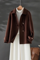 时尚显瘦短款双面呢大衣女秋冬新款赫本风羊毛外套气质百搭，女装双面呢大衣，怡欣双面呢工厂店