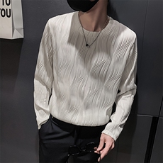 黑色2023秋装精神小伙修身男士长袖T恤潮款长tee男T2201-P45控68，男装T恤，电商A108
