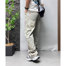 个性泼墨宽松阔腿牛仔裤男2026秋冬新款潮流痞帅高街直筒水洗长裤，男装牛仔裤，星座506A