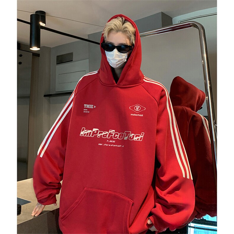 抖音得物供货提供视频秋冬重磅美式宽松织带连帽卫衣04207,男装卫衣,电商A486