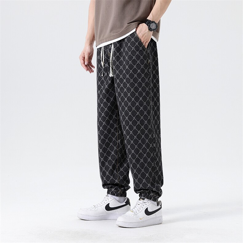 M-8XL 秋季新款大码束脚潮流休闲牛仔裤 109-K121-P55图片