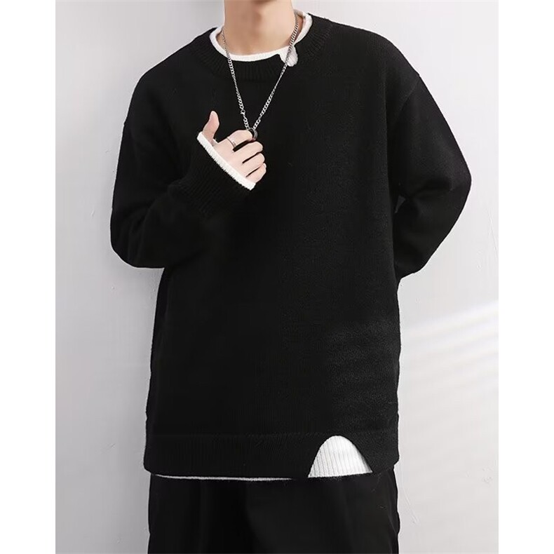 秋冬季简约休闲圆领毛衣男士针织衫套头宽松学生毛线衣2313P53，男装针织衫/毛衣，星座410-2