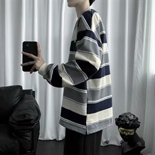 潮牌港风条纹卫衣男秋季圆领ins宽松青年休闲百搭外套WY109-P25,女装短外套,星座1008-2