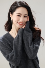 时尚百搭女士秋冬V领羊毛衫羊毛保暖显瘦毛衣，女装羊毛衫，牧思羊