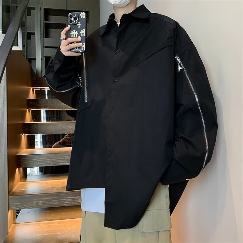 拉链衬衫男秋季新款长袖外套RC89P43,男装衬衫,星座1116-2