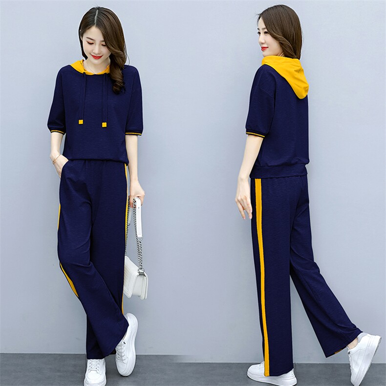 时尚休闲卫衣套装两件套2024春秋新款大码女装时尚轻熟阔腿裤套装,女装套装/套裙,梦依杭