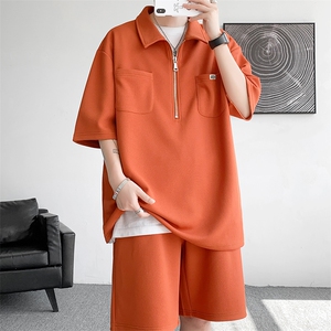 TZ2333-P65控88 夏季POLO衫短裤t恤休闲宽松大码两件套短袖套装男,男装Polo衫,电商D232