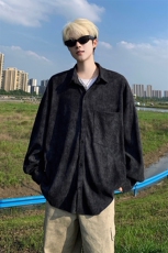 衬衫男秋季新款港风宽松大码扎染肌理感长袖衬衣CS7012-P38，男装衬衫，星座214-3