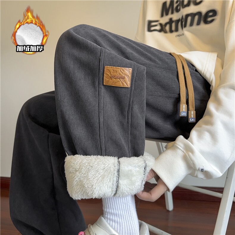 抖音品质冬季加绒保暖灯芯绒束脚宽松休闲裤B315-K879JR-p55控78，男装休闲裤，电商B315