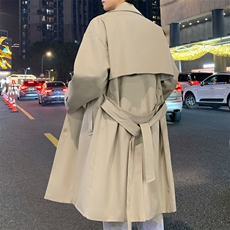 现货中长款大衣男2025新款春季外套高级感英伦风衣F02525-P98，男装风衣，星座308B-2