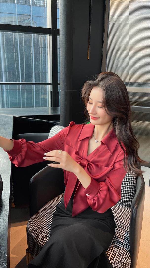 蝴蝶结雪纺衬衫，女装衬衫，M.W 嫚维