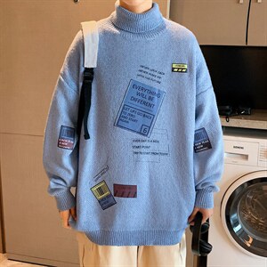 ！主推2021高品质男士高领毛衣学生潮牌保暖针织衫M703P60图片
