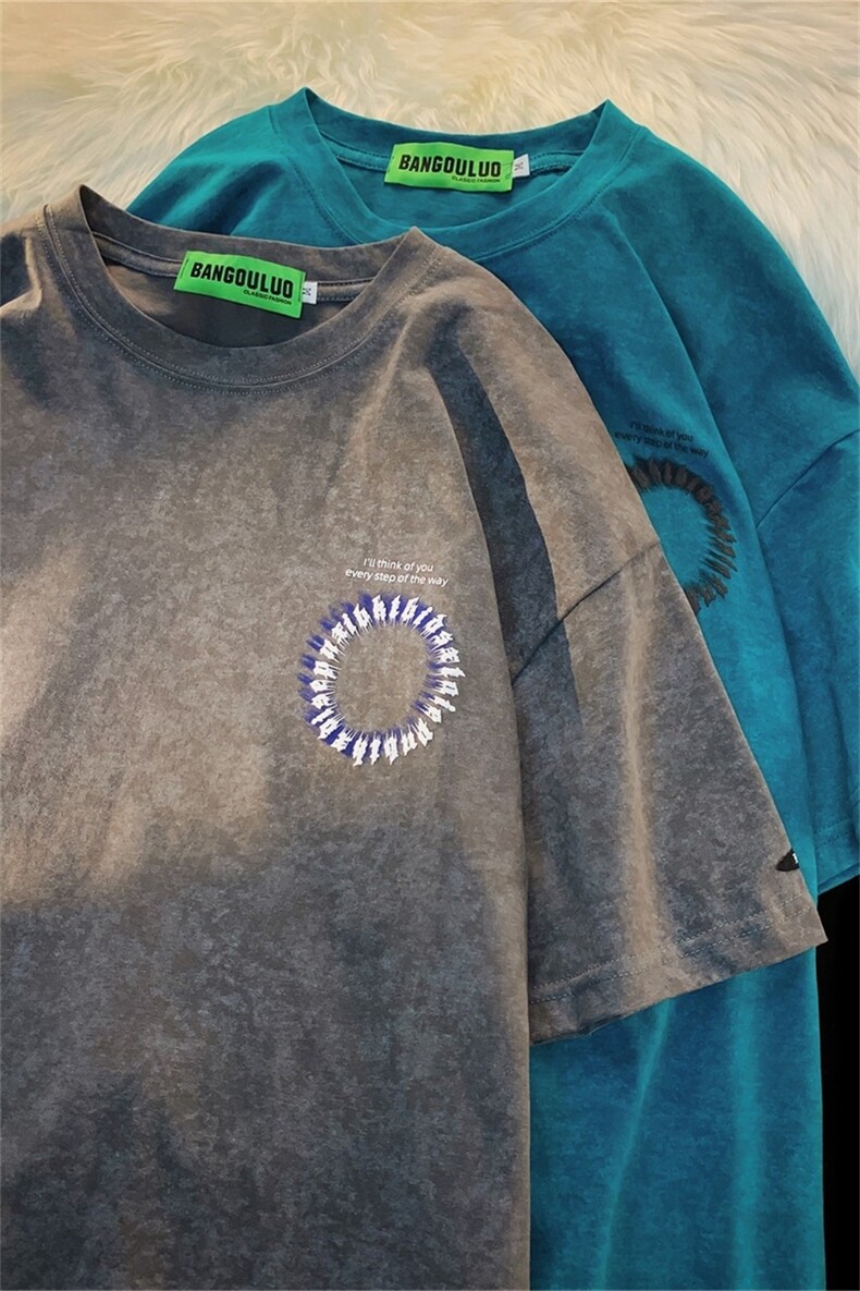 潮款圆领T恤夏季新款港风宽松休闲短袖A061-X5311-P45,男装T恤,电商A061