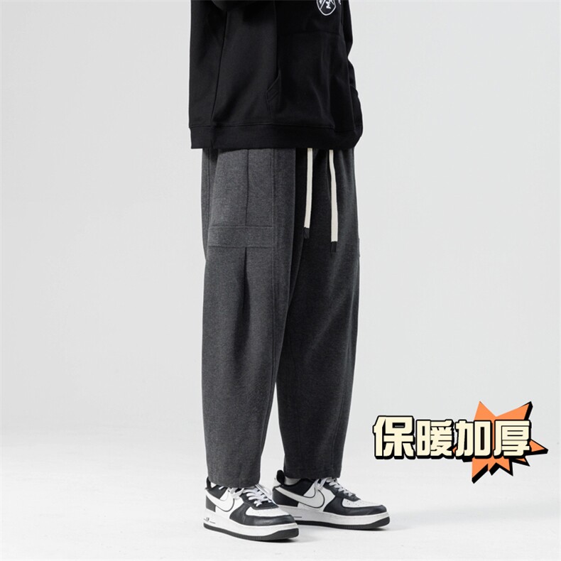 无影墙冬季加厚抗起球呢料哈伦裤宽松大码休闲萝卜裤男873-P65,男装休闲裤,电商C305A
