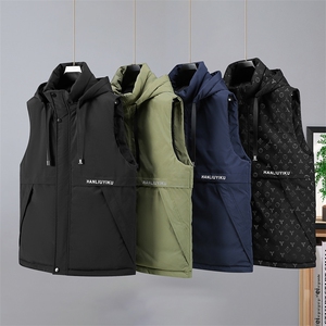 秋冬新款棉马甲潮流商务印花活帽防水涂层三防马甲313B-HL618-P65图片