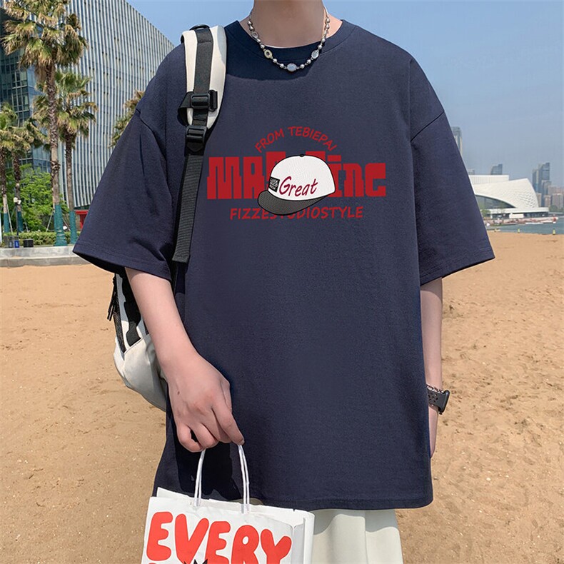 T792纯棉潮牌重磅短袖t恤男夏季oversize小众高街美式宽松上衣,男装T恤,星座304A