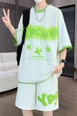 TZ25352-P55夏季休闲T恤短裤男两件套青少年学生运动短袖套装，男装牛仔裤，电商D310B