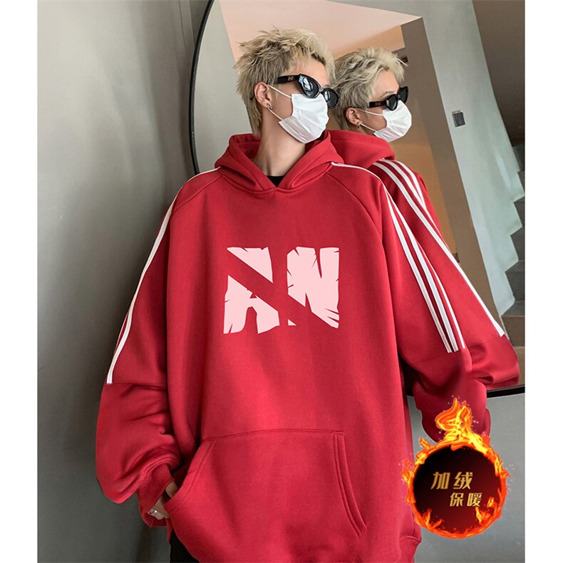 抖音得物供货提供视频秋冬重磅美式宽松织带连帽卫衣0477,男装卫衣,电商A486
