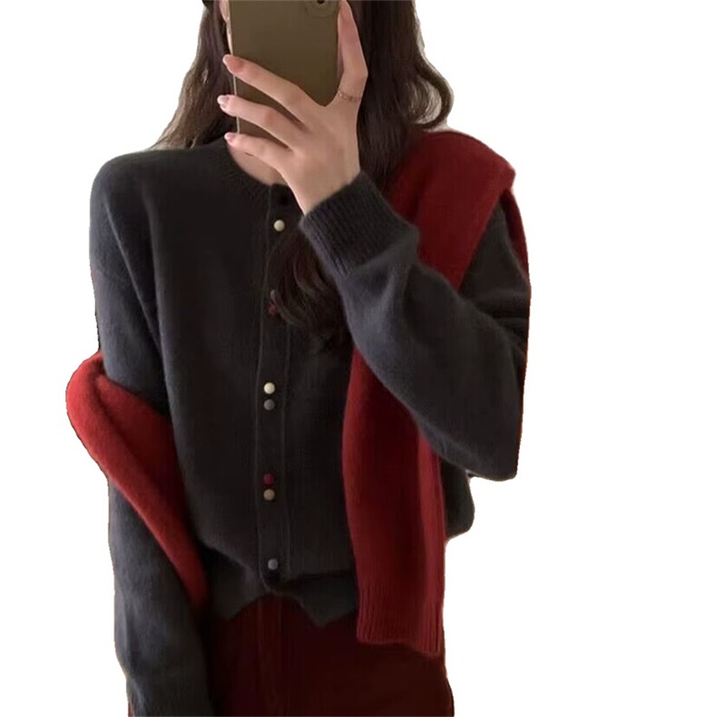 早秋新款羊毛衫高级感时尚短款开衫显瘦百搭气质外套,女装羊毛衫,宇灿羊绒