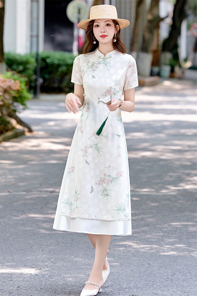 梦依缘2025年夏风旗袍式连衣裙,女装连衣裙,梦依缘
