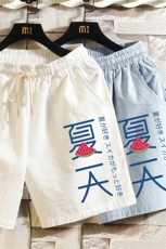 YD33192-P25亚麻短裤男大码棉麻五分裤男中裤沙滩裤砖墙挂拍，男装休闲裤，电商A040A