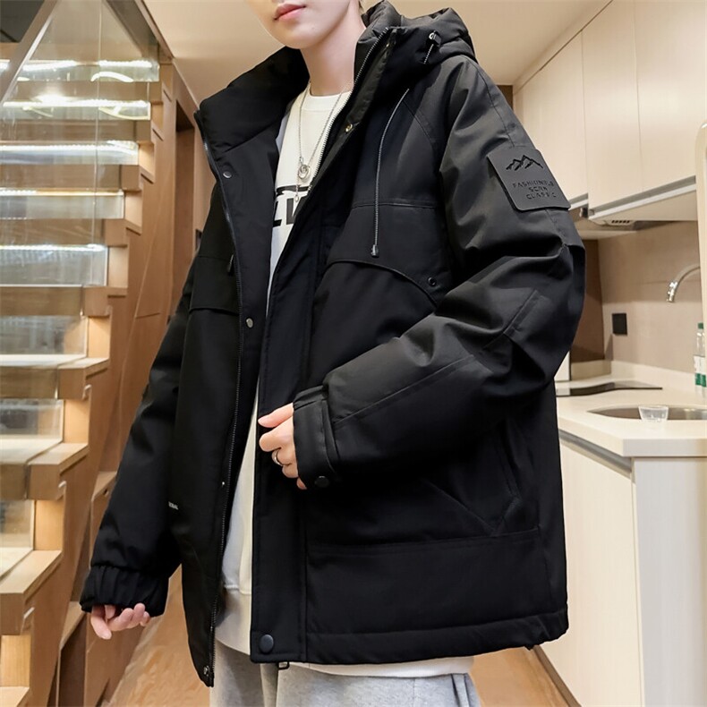 冬季连帽羽绒服男宽松男士工装羽绒衣外套潮流A266-88610-P215，男装羽绒服，电商A266