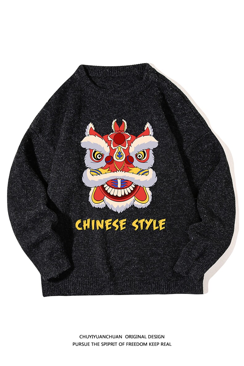 加厚加绒毛衣男大码毛线衣男针织衫M19185-P45加绒款-P65白底,男装针织衫/毛衣,电商A040A