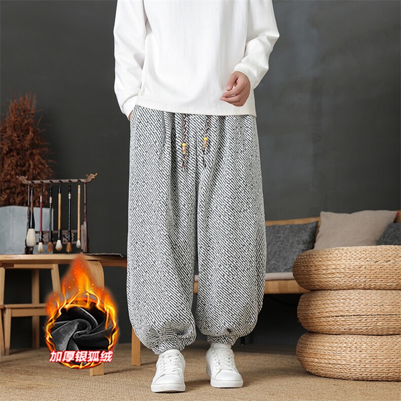 风雪尼尔灯笼裤脚加厚加绒保暖哈伦裤2588-常规P75加绒P95,男装棉衣,电商A057B