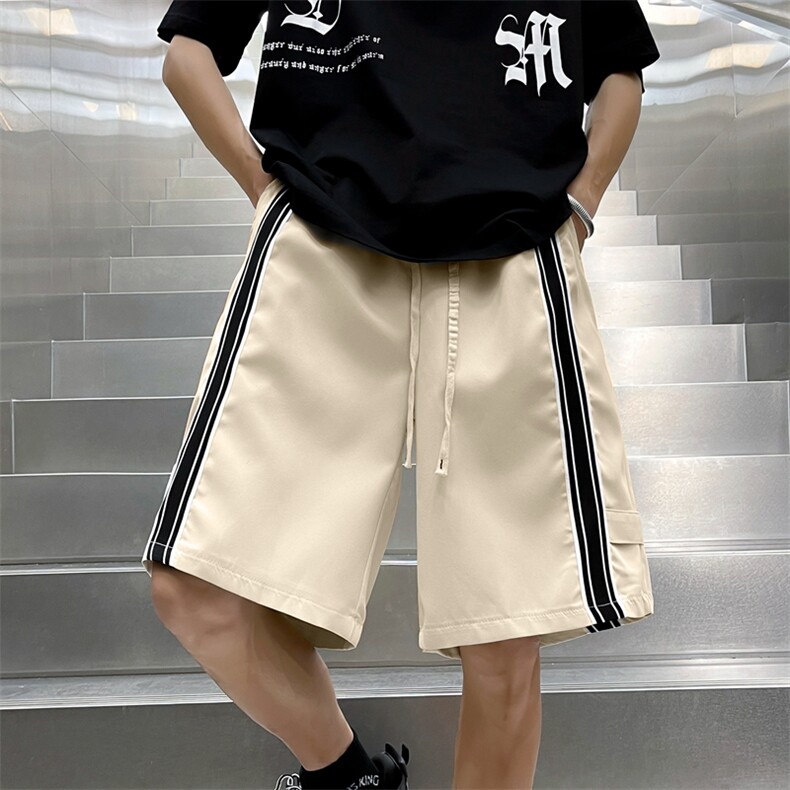 五分裤男韩版潮流拼色条纹高街帅气2024夏季新款ins短裤K5089-P28,男装休闲裤,星座412-3