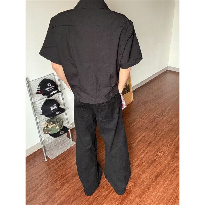 简约气质美式复古短袖衬衫男女流行潮流时尚文艺衬衣,男装T恤,星座410-7