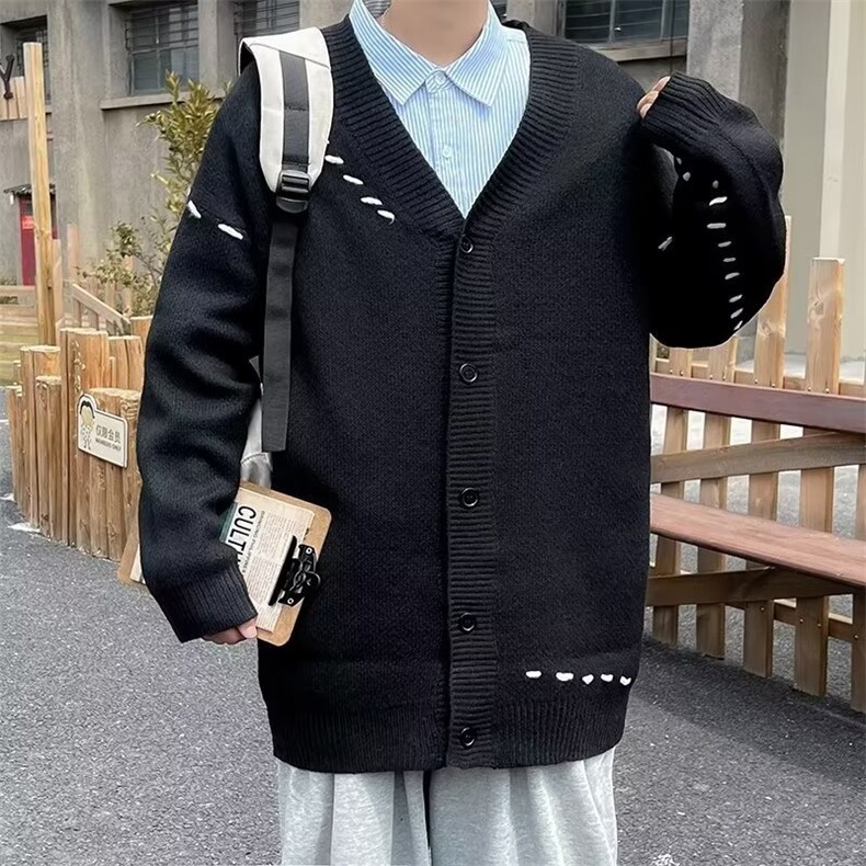 2023针织外套男秋冬款毛衣ins开衫宽松港风上衣潮流百搭MY100P53,男装针织衫/毛衣,星座410-2