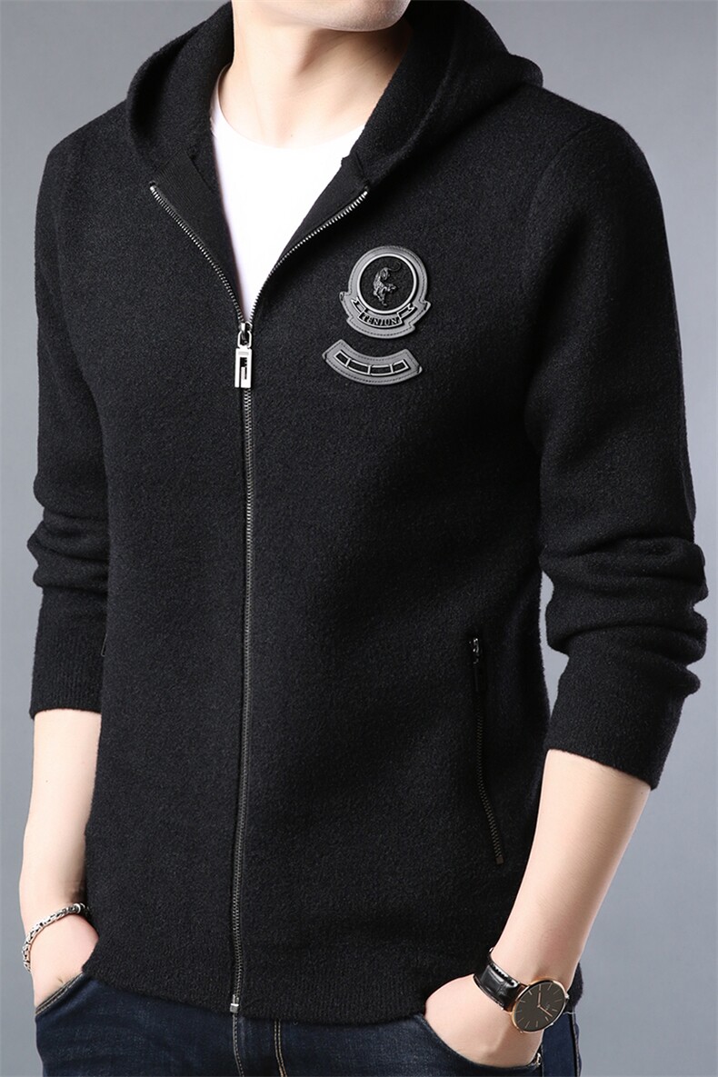 C6928钱塘2020-2冬季加厚男士连帽休闲外套夹克针织衫精品P135,男装针织衫/毛衣,钱塘207-2