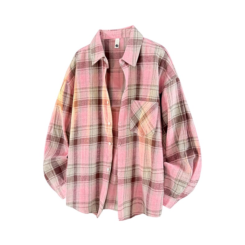 衬衫男秋季新款港风宽松大码格子长袖衬衣CS606-特P28，男装衬衫，星座214-3