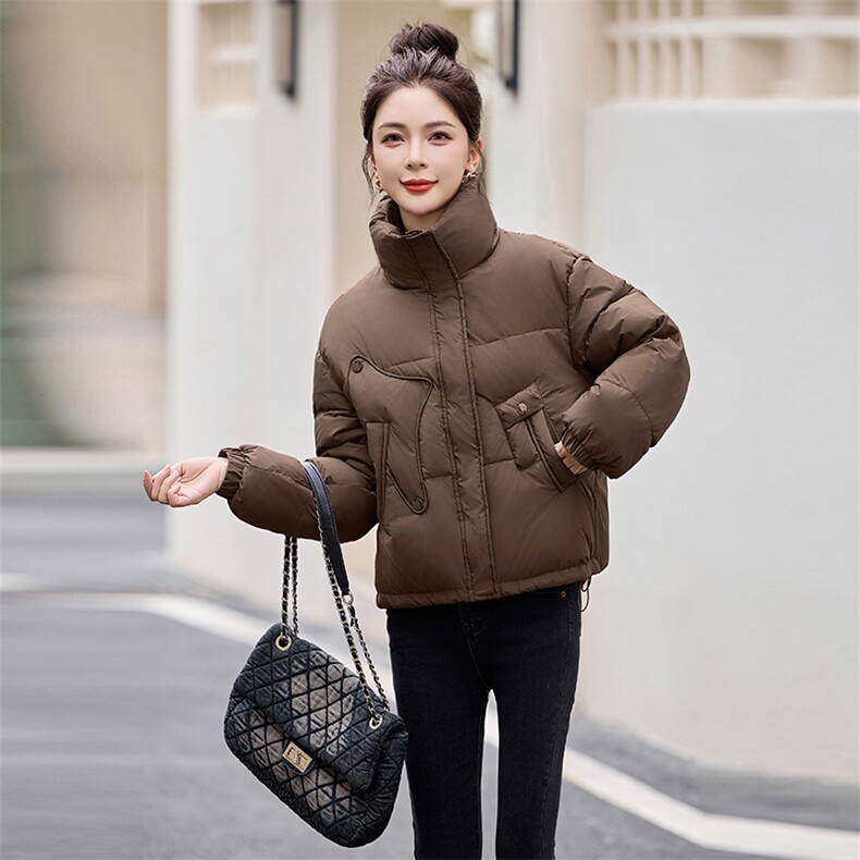 超好看短款白鸭绒羽绒服女2025冬新款小个子时尚宽松立领保暖外套,女装羽绒服,涵亦佰惠