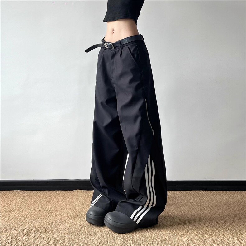 解构拉链三条杠美式阔腿裤男女垂坠感西裤运动休闲裤LZY3811-P47,男装西裤,星座1008