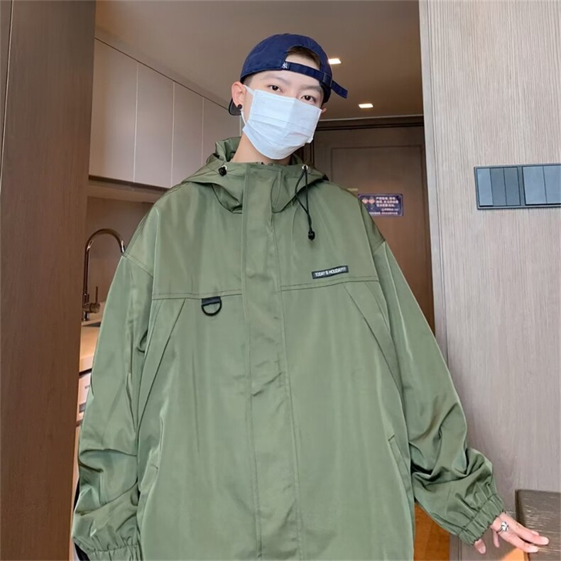 春秋季潮牌宽松工装夹克日系机能风连帽冲锋衣外套男W6281-P65,男装夹克,星座512-2