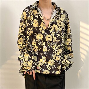 2025秋季花色长袖衬衫男慵懒风青少年痞帅免烫衬衣港风CS2313-P35图片