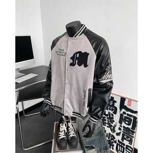 撞色拼接夹克男秋冬美式宽松休闲棒球服外套 XZ514-2-24233-P128图片