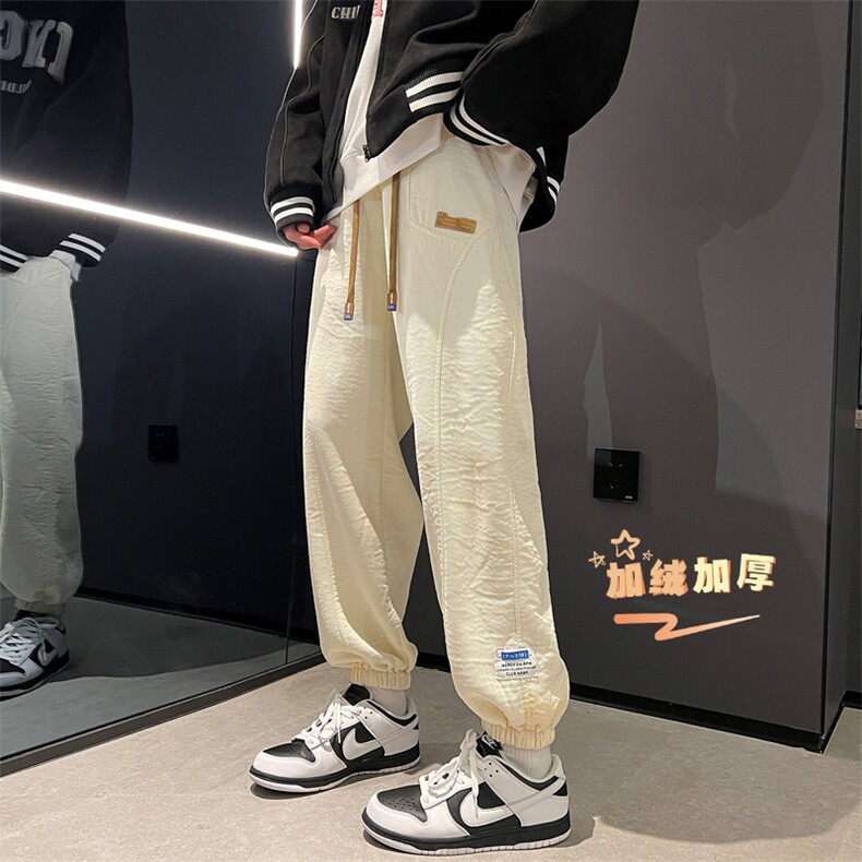 2024冬季华夫格裤子潮流加绒加厚束脚裤313A-1-NK73-P65 控78图片