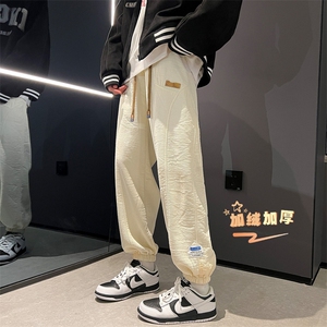 2024冬季华夫格裤子潮流加绒加厚束脚裤313A-1-NK73-P65 控78图片