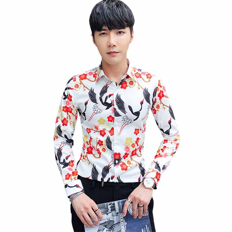 2021秋冬潮流个性花衬衫男长袖韩版休闲印花衬衣A470-CS109,男装衬衫,电商A207