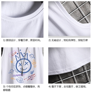 BX25180-P20 港风运动汗背心男大码汗衫男无袖T恤男 网格图片